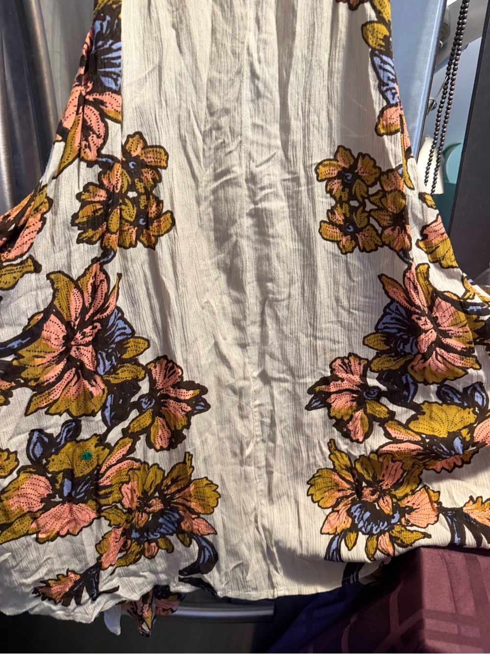 Free People Cream Maxi Dress with Pink, Yellow and Blue Floral Embroidery - Picture 5 of 10